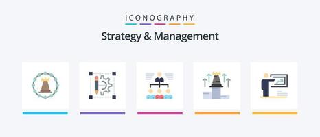 Strategy And Management Flat 5 Icon Pack Including chess. up. setting. strategy. user. Creative Icons Design vector