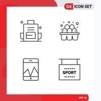 4 Universal Line Signs Symbols of backpack analytics outdoors eggs smartphone Editable Vector Design Elements