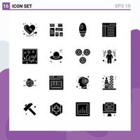 Set of 16 Modern UI Icons Symbols Signs for mubarak user bulb interface coding Editable Vector Design Elements