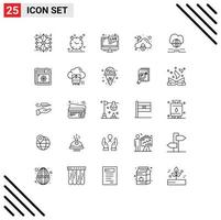 Pictogram Set of 25 Simple Lines of world protection tv lock news Editable Vector Design Elements