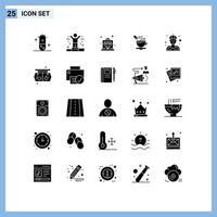 Universal Icon Symbols Group of 25 Modern Solid Glyphs of mechanic coffee offer hot tea Editable Vector Design Elements