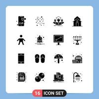 Stock Vector Icon Pack of 16 Line Signs and Symbols for municipal church usa building group Editable Vector Design Elements