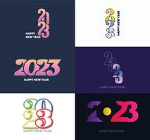 gran conjunto de 2023 feliz año nuevo diseño de texto de logotipo plantilla de diseño de número 2023 vector