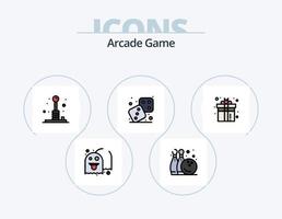 paquete de iconos llenos de línea arcade 5 diseño de iconos. divertida. tocar. competencia. juego. de billar vector