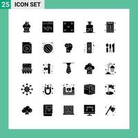 Group of 25 Modern Solid Glyphs Set for checklist science user test sport Editable Vector Design Elements