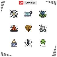 9 Universal Filledline Flat Color Signs Symbols of construction build engineering architecture environment Editable Vector Design Elements