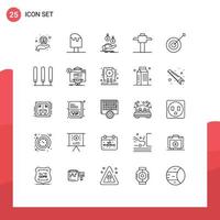 Modern Set of 25 Lines Pictograph of collection pick ice miner payment Editable Vector Design Elements