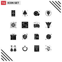 Universal Icon Symbols Group of 16 Modern Solid Glyphs of agile light cup innovation generation Editable Vector Design Elements