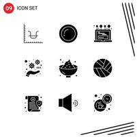 Universal Icon Symbols Group of 9 Modern Solid Glyphs of food optimize install seo development Editable Vector Design Elements