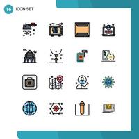 paquete de iconos de vector de stock de 16 signos y símbolos de línea para documentos de mezquita de luna elementos de diseño de vector creativo editable web de mezquita