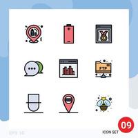 Modern Set of 9 Filledline Flat Colors and symbols such as communication app best website message chat Editable Vector Design Elements