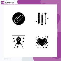 Editable Vector Line Pack of Simple Solid Glyphs of attach drawing pencil compass heart Editable Vector Design Elements