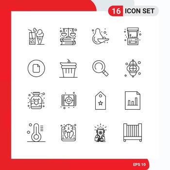 Outline Pack of 16 Universal Symbols of file play marketing game arcade machine Editable Vector Design Elements