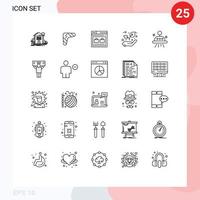 conjunto de 25 iconos modernos de la interfaz de usuario signos de símbolos para la bolsa de crecimiento elementos de diseño vectorial editables de la página del sitio web indígena vector