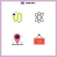 4 User Interface Flat Icon Pack of modern Signs and Symbols of arrow graph left up science place Editable Vector Design Elements