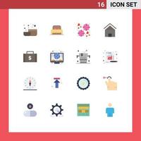 16 Thematic Vector Flat Colors and Editable Symbols of finance bag gift hut home Editable Pack of Creative Vector Design Elements
