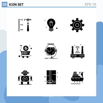 Group of 9 Modern Solid Glyphs Set for internet e learning business online consultation Editable Vector Design Elements