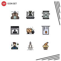 Modern Set of 9 Filledline Flat Colors Pictograph of password web laptop page productivity Editable Vector Design Elements