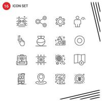 16 Universal Outlines Set for Web and Mobile Applications indicator body sharing avatar setting Editable Vector Design Elements