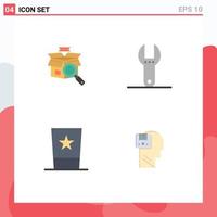 Modern Set of 4 Flat Icons and symbols such as box hat e shopping tool top hat Editable Vector Design Elements