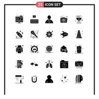 Universal Icon Symbols Group of 25 Modern Solid Glyphs of cook lens blocked photography camera Editable Vector Design Elements