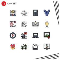 conjunto de 16 iconos de interfaz de usuario modernos símbolos signos para la ruta ropa escala cuerpo matemáticas elementos de diseño de vectores creativos editables