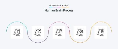 Human Brain Process Line 5 Icon Pack Including forbidden. mind. thinking. human. plug vector