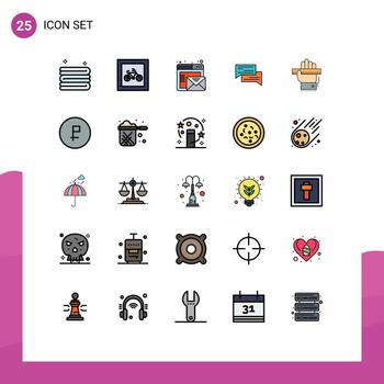 Modern Set of 25 Filled line Flat Colors and symbols such as social communication browser bubbles chat Editable Vector Design Elements