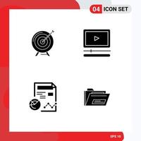 Solid Glyph Pack of 4 Universal Symbols of target audio business success report Editable Vector Design Elements