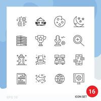 Mobile Interface Outline Set of 16 Pictograms of house weather breakfast cloud food Editable Vector Design Elements