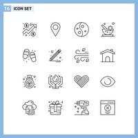 Set of 16 Modern UI Icons Symbols Signs for flip flops spa salon mortar aromatic Editable Vector Design Elements