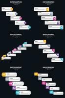 plantilla de diapositiva de presentación del paquete de infografías vectoriales 6 diagramas de ciclo de 5 pasos y líneas de tiempo vector