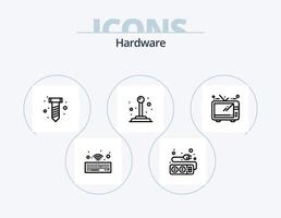 paquete de iconos de línea de hardware 5 diseño de iconos. . . inalámbrico. televisión. alta definición vector