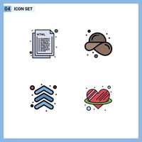 Pictogram Set of 4 Simple Filledline Flat Colors of coding summer web fashion arrows Editable Vector Design Elements