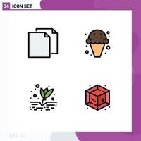 Modern Set of 4 Filledline Flat Colors Pictograph of copy agriculture file ice farming Editable Vector Design Elements