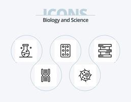 paquete de iconos de línea de biología 5 diseño de iconos. experimento. química. radiografía. biología. medicamento vector