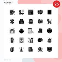 Pack of 25 Modern Solid Glyphs Signs and Symbols for Web Print Media such as hammer day signal development css Editable Vector Design Elements