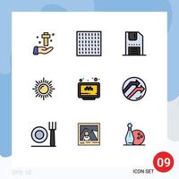 9 Creative Icons Modern Signs and Symbols of search sun disc nature save Editable Vector Design Elements