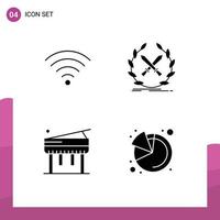 Universal Solid Glyph Signs Symbols of connection music battle label analytics Editable Vector Design Elements