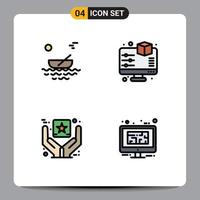 4 iconos creativos, signos y símbolos modernos de barco, monitor de río de la mejor calidad, producto premium, elementos de diseño vectorial editables vector