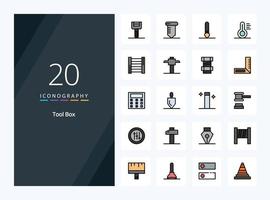 20 Tools line Filled icon for presentation vector