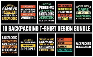 Backpacking T Shirt Design Set Vector