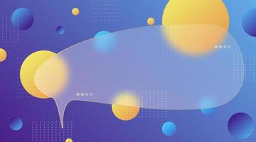 Chat dialog boxes in glass morphism effect style. Transparent frosted acrylic speech bubble on color gradient circles Realistic glassmorphism matte plexiglass message shapes. Vector