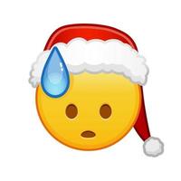 Christmas face in cold sweat Large size of yellow emoji smile vector