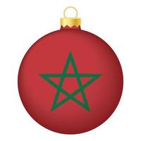 bola de árbol de navidad con bandera de marruecos. icono para vacaciones de navidad vector