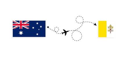 Flight and travel from Australia to Vatican by passenger airplane Travel concept vector