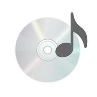 icono de disco compacto con nota musical para unidad de disco en computadora personal vector