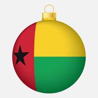 Christmas tree ball with Guinea-Bissau flag. Icon for Christmas holiday vector