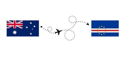 Flight and travel from Australia to Cape Verde by passenger airplane Travel concept vector