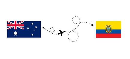 Flight and travel from Australia to Ecuador by passenger airplane Travel concept vector